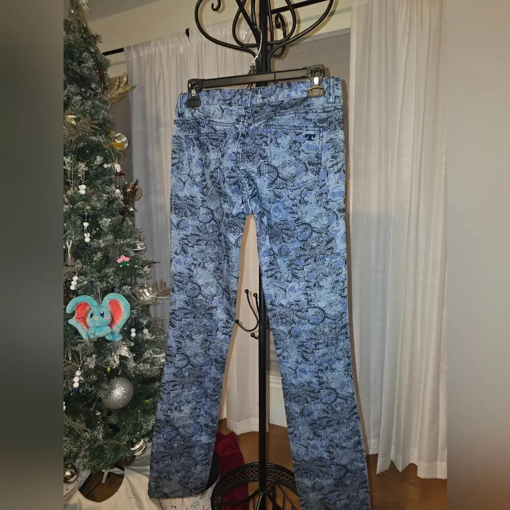 Tory Burch Blue Patterned Straight Leg Jeans